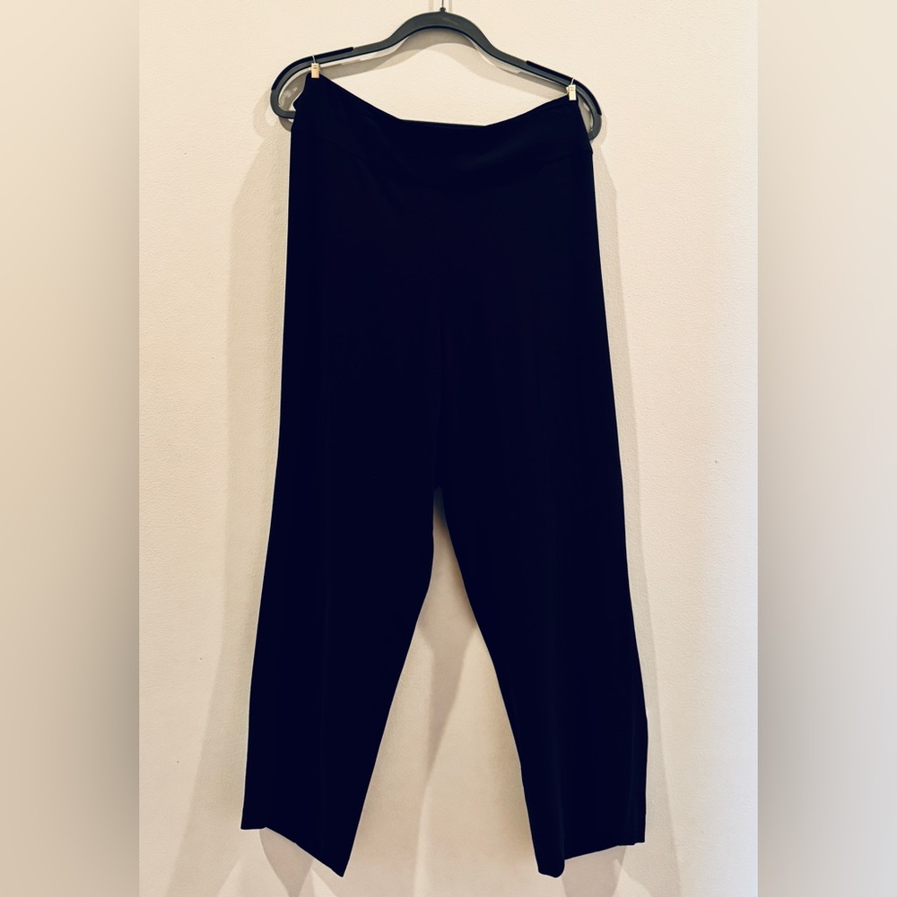 EILEEN FISHER Women’s 1X Plus 100% Silk, Wide Leg Dress Pants, Black, Side Zip